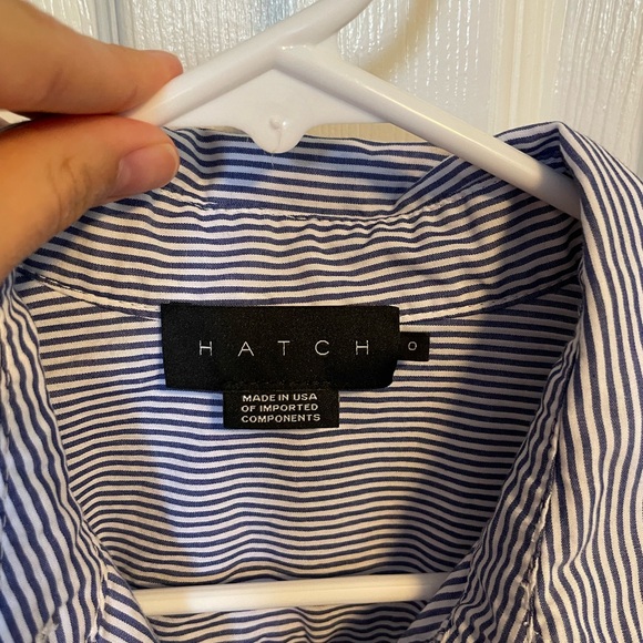 Hatch Maternity Classic Button Down - navy white stripe - Picture 7 of 8